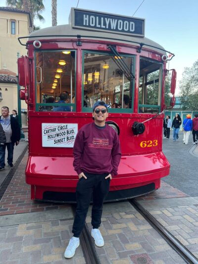 Red Car Trolley pose