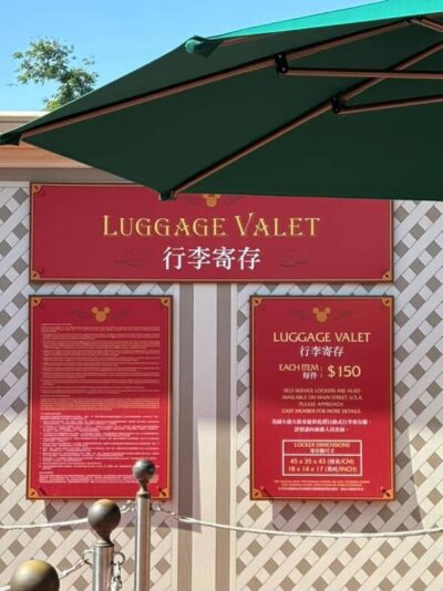 Hong Kong Disneyland Luggage Storage sign